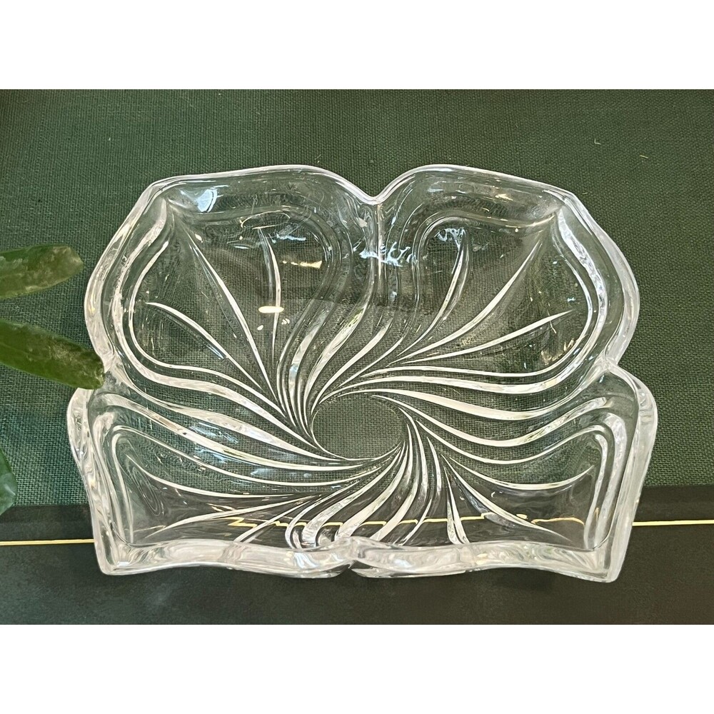 Vintage MIKASA Crystal Spring Flair Rectangle 6" Candy Jewelry Trinket Bowl 6.5"